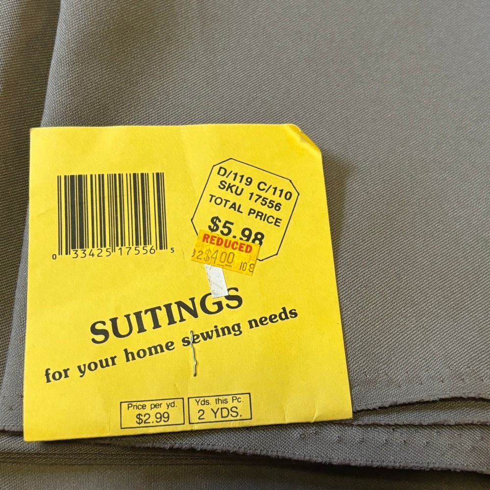 Vintage Suiting Fabric Remnant 2 Yards Taupe Tan Woven Textile 29.5" Wide